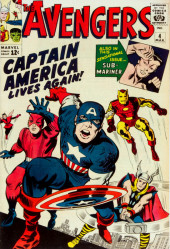 Couverture de Avengers Vol. 1 (1963) -4- Captain America Lives Again!
