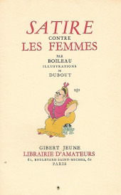 (AUT) Dubout -1948- Boileau : Satire contre les femmes