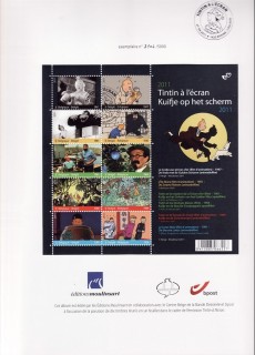 Extrait de Tintin - Divers -2011/08TL- Tintin à l'écran - 10 timbres pour le 7e art