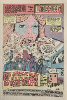 Extrait de Dazzler Vol.1 (1981) -6- The Hulk may be hazardous to your Health!