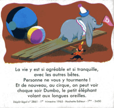 Extrait de Mini-Livres Hachette -60- Dumbo, l'éléphant volant