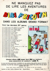 Verso de Bibi Fricotin (5e Série - SPE) (Album double) -2a- Bibi Fricotin boit l'obstacle - Bibi Fricotin détective