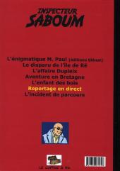 Verso de Inspecteur Saboum -6- Reportage en direct