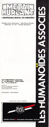 Verso de (Catalogues) Éditeurs, agences, festivals, fabricants de para-BD... - Catalogue 1982-1983 - Les Humanoïdes Associés