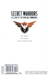 Verso de Secret Warriors (2009) -INT4 a- Last ride of the Howling Commandos 