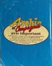 Verso de Archie et Compagnie Géant (Éditions Héritage) - numéro 15