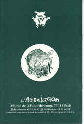 Verso de (Catalogues) Éditeurs, agences, festivals, fabricants de para-BD... - L'Association - 1996 - Catalogue