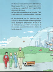 Verso de Clara, Louis et Romain -Pub- Clara, Louis et Romain à la découverte du monde de la bande dessinée !