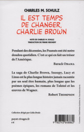 Verso de Charlie Brown (Rivages) -403a19- Il est temps de changer, Charlie Brown