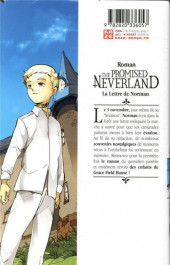 Verso de The promised Neverland -Roman1- La Lettre de Norman