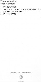 Verso de Alice au pays des merveilles (Hemma) - Alice au pays des merveilles