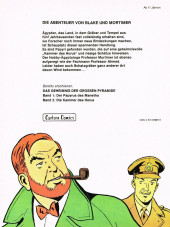 Verso de Blake und Mortimer (Die Abenteuer von) -1- Das Geheimnis der grossen Pyramide (Band 1: Der Papyrus des Manetho)