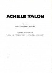 Verso de Achille Talon (en portugais) -27- Não ao sonho!