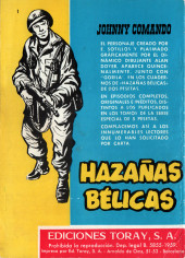 Verso de Hazañas del Oeste (Toray - 1962) -1- Número 1