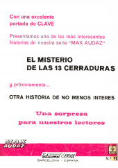 Verso de Max Audaz (1re série - Vértice - 1965) -11- El misterio de las 13 cerraduras