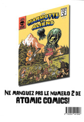 Verso de Atomic Comics -1- L'école des superhéros avec Gronan le chti barbare et Hiroshiboy le surmioche atomique