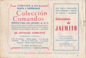 Verso de Colección Comandos (Editorial Valenciana - 1957) -3- Misión trágica