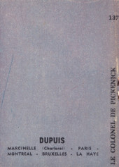 Verso de Mini-récits et stripbooks Spirou -MR1281- Le colonel de Pickenick