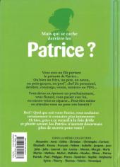 Verso de L'encyclopédie des Prénoms en BD -39- Patrice