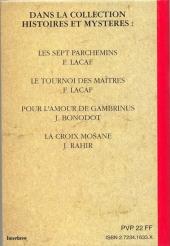 Verso de Histoires et mystères (Collection) -Cof- La confrérie des chevaliers de l'orge