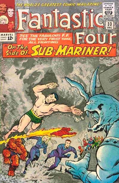 Couverture de Fantastic Four Vol.1 (1961) -33- Side-By-Side With Sub-Mariner !
