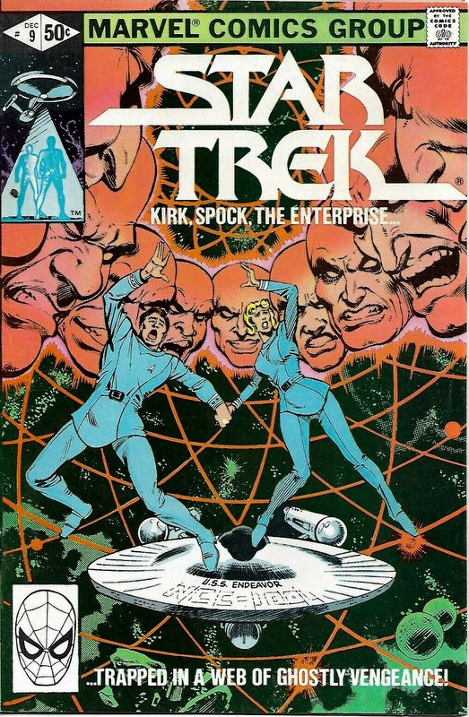 Couverture de Star Trek (1980) (Marvel comics) -9- Kirk, Spock, The Enterprise... ...Trapped in a Web of Ghostly Vengeance!